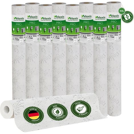Veluxis® Papier peint intissé PRO 25,00 m x 1,06 m (texture spatule, lot de 8) – excellent rapport qualité-prix, idéal pour les grandes surfaces et les plafonds – Fabriqué en Allemagne