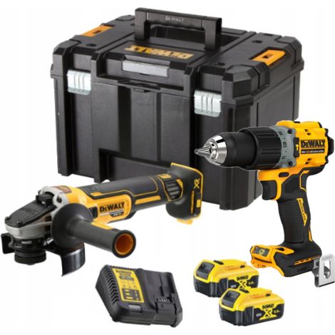 Dewalt DCK2026P2T-QW Pack 2 outils 18V Perceuse-visseuse à percussion DCD805N + Meuleuse DCG405N – 2 X 5,0Ah Batteries, chargeur en coffret