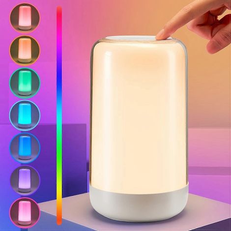 Lampe de chevet tactile à 10 niveaux de luminosité, 16 couleurs RGB, lampe LED rechargeable sans fil (1/5)