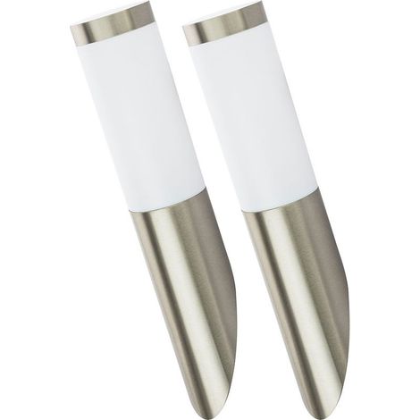 Etc-Shop – Applique murale extérieure en acier inoxydable – Indice de protection IP44 – Douille E27 – Lot de 2 – Hauteur 40 cm, diamètre 7,6 cm (1/5)