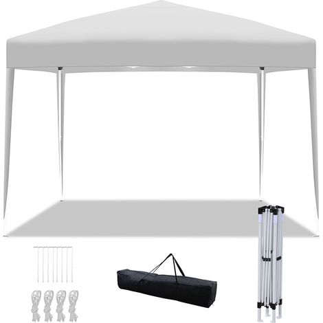 TolleTour Carpa plegable impermeable de 3 x 3 m, con altura ajustable y bolsa de transporte, color azul y blanco. (1/5)