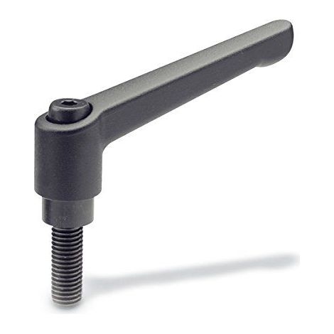 Ganter Norme Elements levier de serrage reglable avec filetage Vis, 1 piece, noir/strukturmatt, GN 300-78-SW M8-80 (1/2)