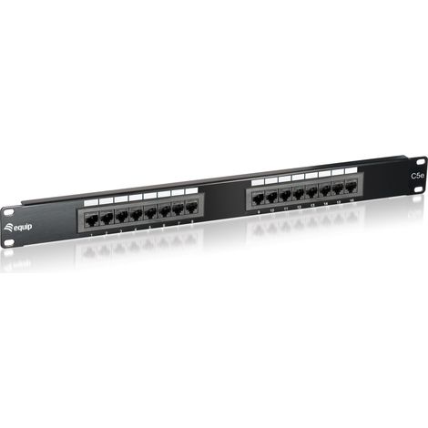 Equip Patchpanel 16x RJ45 Cat5e 19` UTP 1HE schwarz