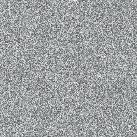 Papiers peints intissés motif feuille pour bureau | Papier peint blanc & anthracite chambre adulte | Tapisserie feuille grise pour salon - 10,05 x 0,53 m (1/5)