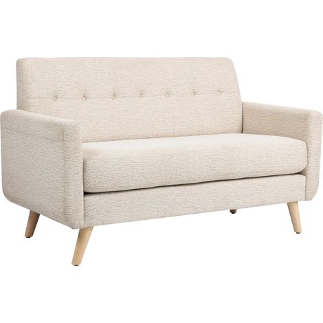 Canapé deux places confortable, dimensions 134 x 71 x 82 cm, couleur beige, parfait pour le salon, offrant assise moelleuse et design élégant (1/5)