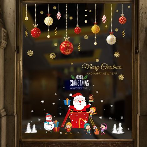 Sticker mural de Noël - Boutique de vitrines dorées (1/5)