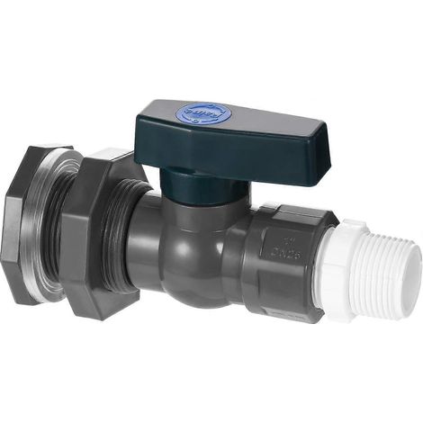 Grifo de PVC para cubos de lluvia, válvula de PVC de 3/4 de pulgada para cubos de lluvia, con deflector y conexión para manguera, kit de grifo de jardín para cubos de lluvia para A (FMY) gris con grif (1/5)