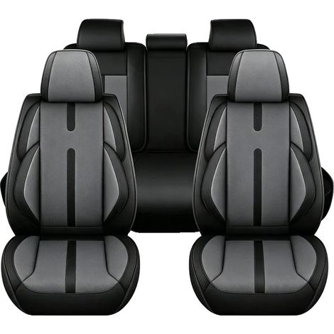 Housses de siège auto, cuir véritable, ajustement universel, gris (1/2)