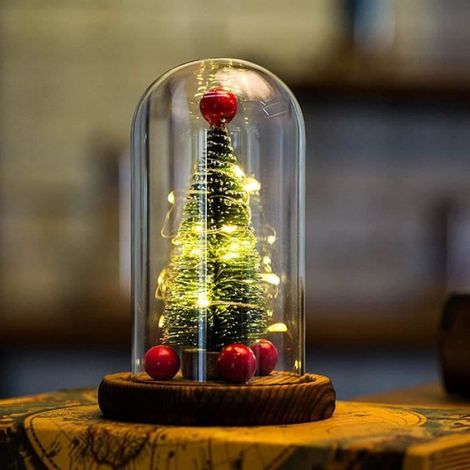 Arbre de Noël en verre avec guirlande lumineuse alimentée par USB pour la maison - les amis et les enfants. (1/5)