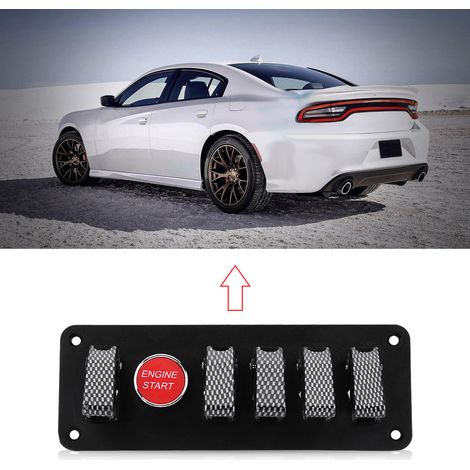 12V 6-Gruppen-Zündschalterpanel mit Motorstartknopf für Rennwagen, Kohlefaser (1/5)