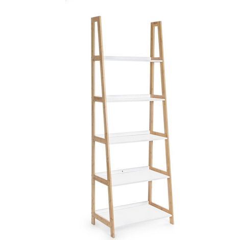 Yes Everyday Libreria In Legno Di Bamboo Ripiani In Mdf Laccati Bianco Opaco Cm 62,5x 40xh. 180 (1/7)