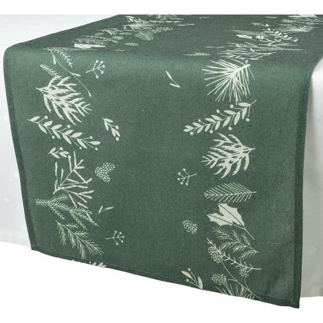 Tischläufer Grün/Natur Breite 40 cm, Länge 140 cm - Polyester & Baumwolle (1/2)