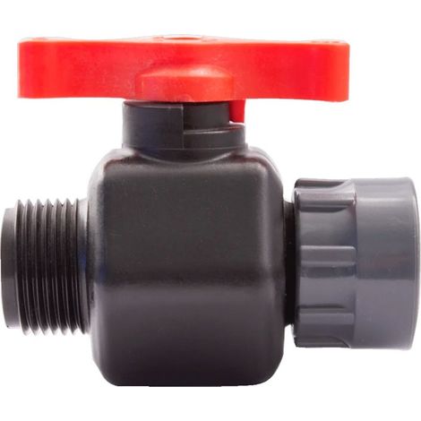 Válvula de Esfera P.P de 1"  Rosca macho 1" x  Hembra 1" colector. Especial para electroválvulas