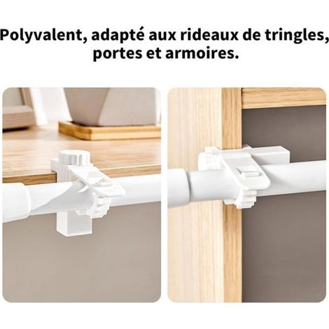 Barres Rideau 6x Réglables Crochet, Support sans Perçage Rotatif, Rideau/Penderie, Design Moderne (1/5)