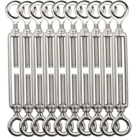 Tenditore a filo, tenditori a filo M5, gancio e gancio per tenditore a cavo, tenditori a cavo in acciaio inox 304, utilizzati per stendibiancheria, appendere, cavi per ringhiere - 10 pezzi