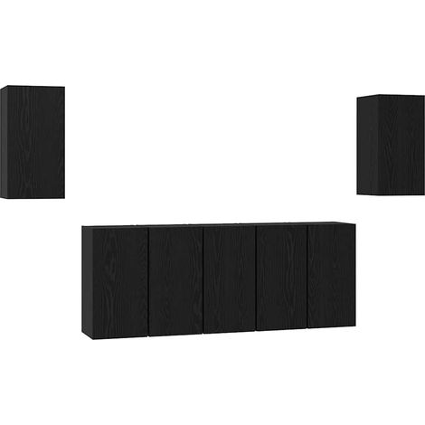 Maison Exclusive - TV-Schrankset 7 pcs Schwarz Eichen-Optik 30,5