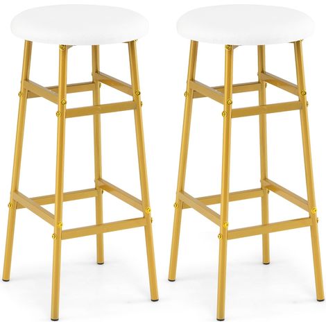 COSTWAY Tabourets de Bar Lot de 2, Repose-Pied, Charge 150 kg (Blanc) (1/5)
