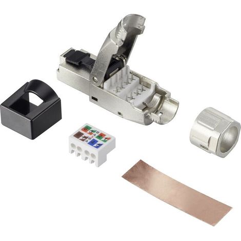 Fiche RJ45 mâle CAT 8.1, 8P8C, finition argentée, référence RF-4495306, lot de 1 pièce (1/4)