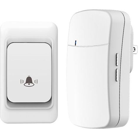 royaluxe -Sonnette extérie sans fil Kit de carillon de maison étanche 300M à distance EU UK US Plug Home Garden Remote Welcome My Melody Door Bell, prise EU, blanc (1/5)