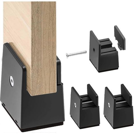 4er-Set Bettbeinerhöhungen 5 cm für Tisch, Stuhl, Sofa, Möbel, verstellbare Breite 1-5 cm, Schwarz (1/5)
