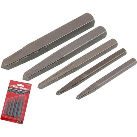 Neilsen 5pc Screw Extractor Remover Tapered Punch Broken Damaged Stud Bolt Set