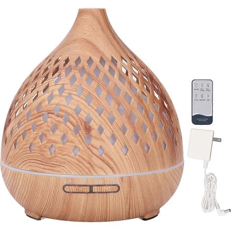 400-ml-Luftbefeuchter mit Fernbedienung, 7-farbiger LED-Beleuchtung, Holzoptik, geräuscharmer Duftverteilung