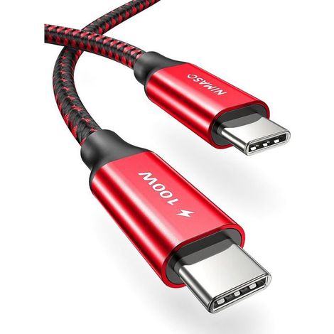 Câble USB C -KAL- C Vers Usb C 2M,Charge Rapide 100W Pd Nylon Tressé Pour Macbook Pro,Ipad Mini 6/Pro,Samsung S20/S10,Note 10 (1/5)