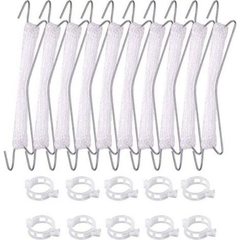 Set of 10 tomato hooks with string, for tomatoes and cucumbers, greenhouses for other vegetables, 10 hooks (10 meters of string) and 20 loops (1/4)