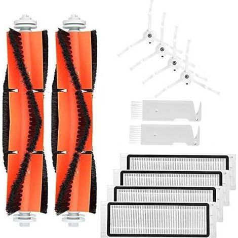 12 Ersatzteile für Xiaomi Saugroboter (Roborock S50, S51, S55, S6), darunter Bürsten und Filter.