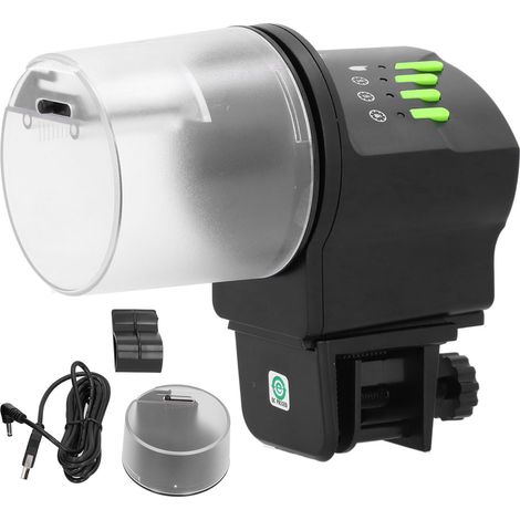 Dispensador de alimento para acuario, temporizador automático, plástico resistente, alimenta con gránulos de 8 mm, para peceras. (1/5)