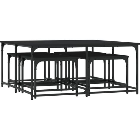 Tables basses gigognes 5 pcs noir bois d'ingénierie (1/5)