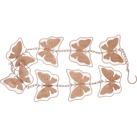 Chaîne de pluie décorative en métal avec papillons, carillon fonctionnel pour descentes de gouttière de jardin, longueur 1,30 m (4,26 pi). (1/5)