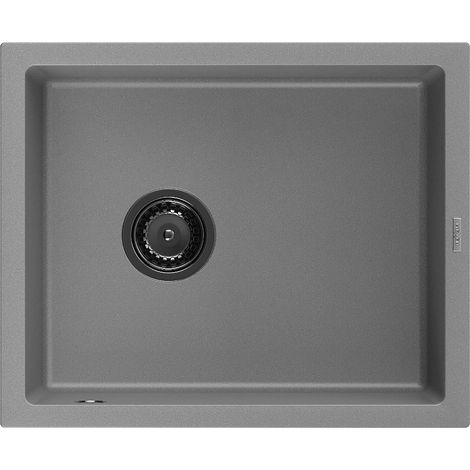 Mexen Pedro 1-Becken-Granit-Spüle 560 x 460 mm, Grau, Siphon Schwarz - 6508561000-71-B (1/5)