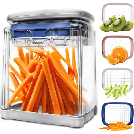 Coupe Frites 4 en 1 Manuel, Découpe Légumes Multifonctions Rapide avec 4 Lames en Acier Inoxydable, pour Pommes de Terre, Carottes et Pommes (1/5)