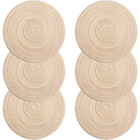 Sets de table ronds 30x30cm (ronds, beiges), lot de 6, en polypropylène tissé Washa (1/5)