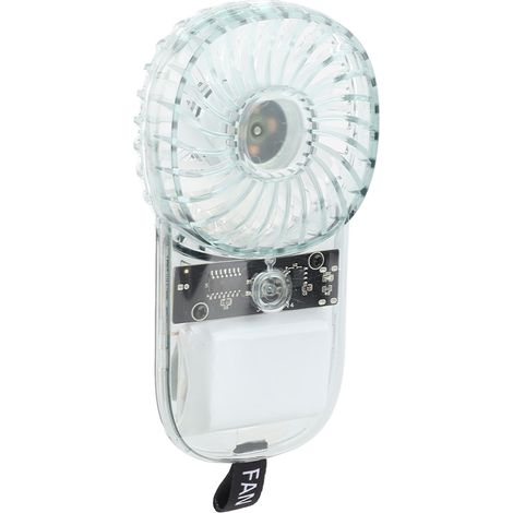 Ventilateur portable transparent et pliable avec batterie 1200 mAh rechargeable par USB, à suspendre autour du cou, idéal pour la marche, le camping et les voyages (bleu). (1/5)