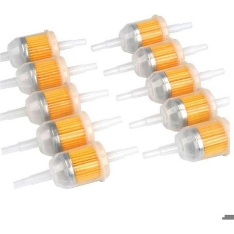 Filtre À Carburant - 105 mm x 35 mm - Raccord 6 mm - Compatible Conduites 6 mm Et 8 mm - Pour Tracteurs Petits, Tondeuses, Groupes Électrogènes, Karts - Lot De 10 (1/4)