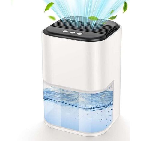 Deumidificatore d'aria, deumidificatore elettrico da 2 litri con 7 LED colorati e spegnimento automatico, assorbitore di umidità, deumidificatore silenzioso per casa, bagno, camera da letto (bianco)