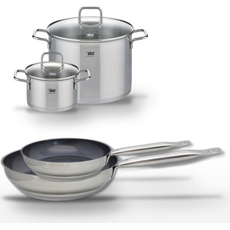 Lot Poêles 24cm & 28cm Elo Profi Therm Platinum avec 2 Faitouts 20cm & 26cm (1/5)