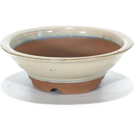 Vaso bonsai smaltato tondo 15 cm Avorio (1/2)