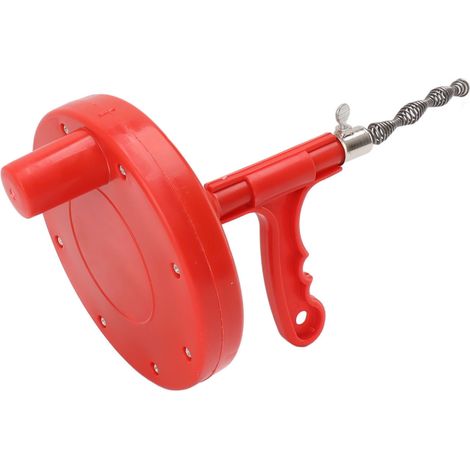 Ouvre-tuyau spiralé flexible et facile à utiliser avec poignée antidérapante, en acier au carbone, pour évier de cuisine, rouge. (1/5)