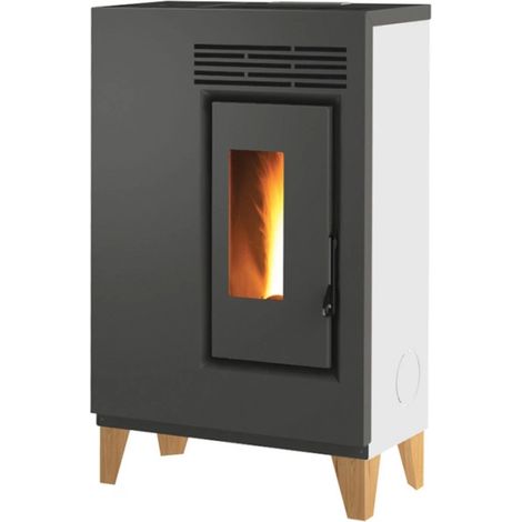 stufa a pellet slim caris "fiore" con piedini bianco 5,0 kw