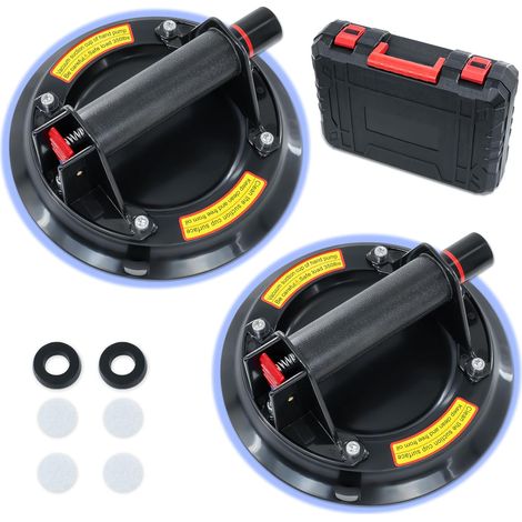 2 Pièces Ventouse Carrelage 8" Ventouse Vitre Professionnelle avec Boîte à Outils Portable,Ventouse pare Brise,Ventouse à Vide Pour soulever de Vitre,Plaques,Carrelage,Meubles,Charge 220 KG (1/5)