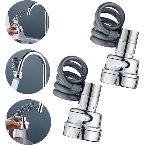 360° drehbarer Strahlregler für Wasserhähne, 2-teilige Küchenarmatur mit 3 Strahlarten, Küchenmischer mit Ausziehbrause, Verlängerungsadapter für Badezimmerarmaturen (1/5)