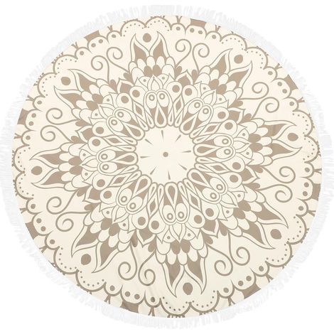 Ultra-thin round beach towel with mandala print and fringe, large quick-drying bath towel, beach vacation (1/5)
