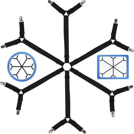 Tendeur Drap Housse - Sangle Elastique avec Pince Métallique Antirouille - Pour Lit Matelas Toutes Tailles - Lot de 4 (1/4)