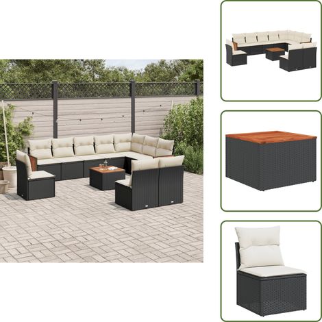11-tlg. Garten-Sofagarnitur mit Kissen Schwarz Poly Rattan - Gartenmöbel Set - Rattan Möbel - Outdoor Möbel - Esstisch - Lounge Gruppe (1/5)