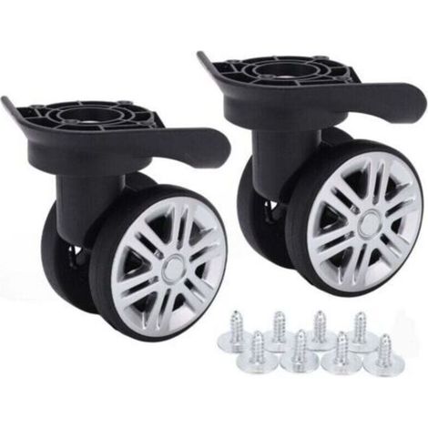 SNQ – Roues de valise silencieuses à double rangée – Roulettes pivotantes en PP+PET – Installation facile avec vis – Pour bagages A19 (1/5)