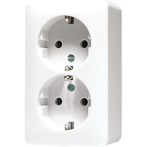Jung SCHUKO® Zweifach-Steckdose, 16 A 250 V , 47 mm, AP 600, alpinweiß 6020AWW (1/2)