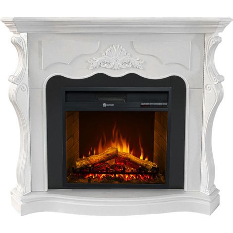 Cheminée Électrique Au Sol Parigi En Bois Blanc L123Xp39Xh100